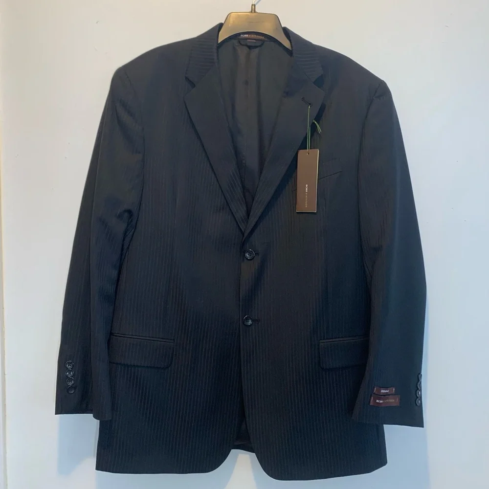 BCBG Avery Wool Blazer Black Pinstripe